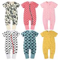 Amazon and Ins hot sale infant baby romper 100%cotton printed summer newborn short sleeve jumpsuit